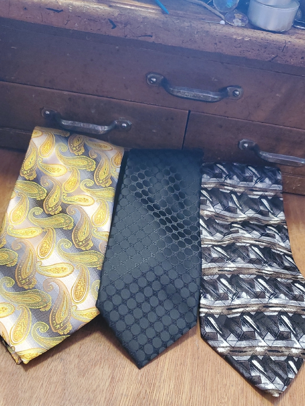 Three Ties In Yellows & Black D